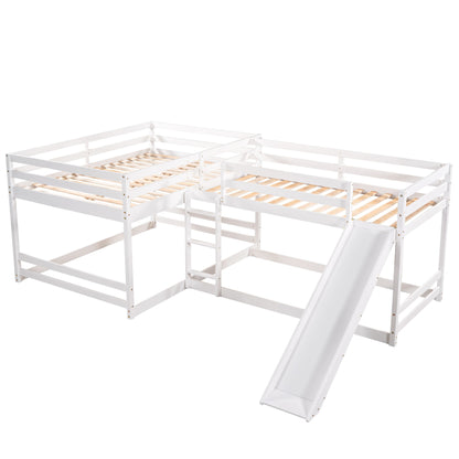 L-Shaped Bunk Bed With Slide And Short Ladder - The Sleep Loft - Online Mattress Showroom NYC