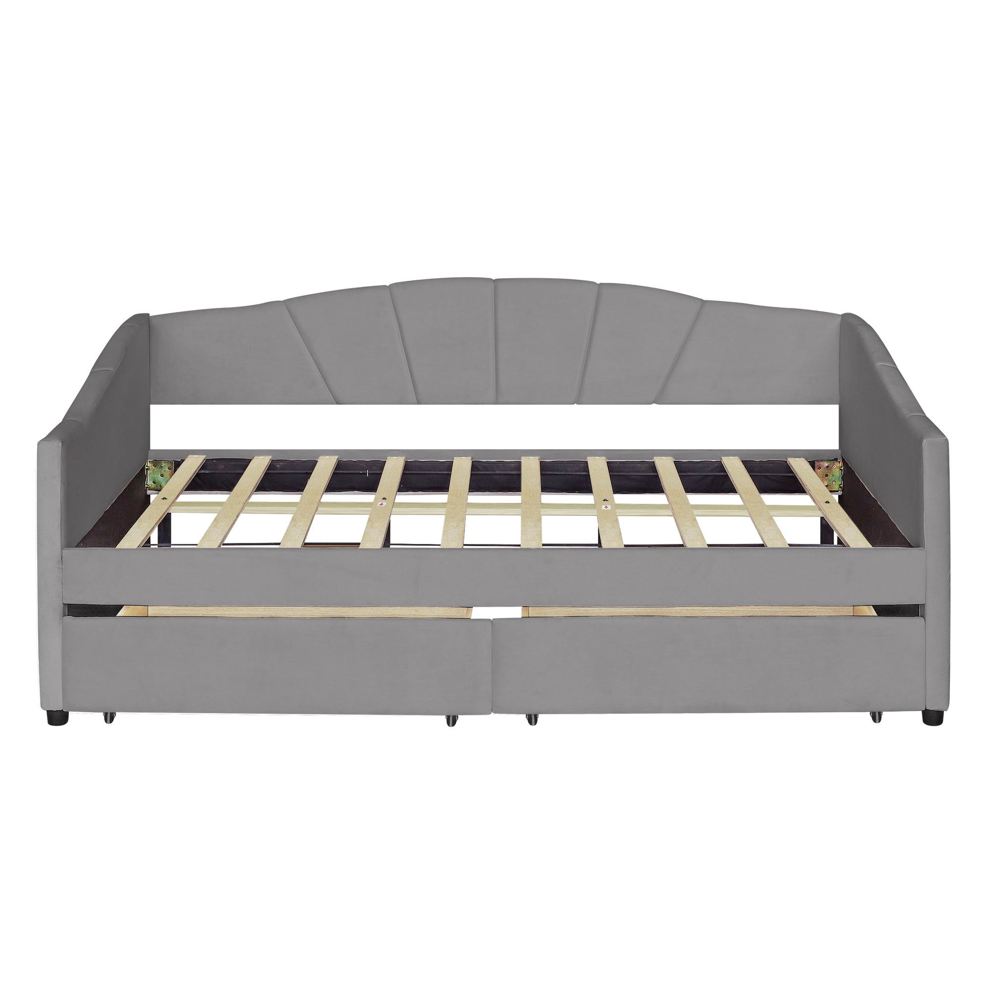 Upholstered Daybed With Two Drawers And Wood Slat - The Sleep Loft - Online Mattress Showroom NYC