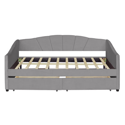 Upholstered Daybed With Two Drawers And Wood Slat - The Sleep Loft - Online Mattress Showroom NYC