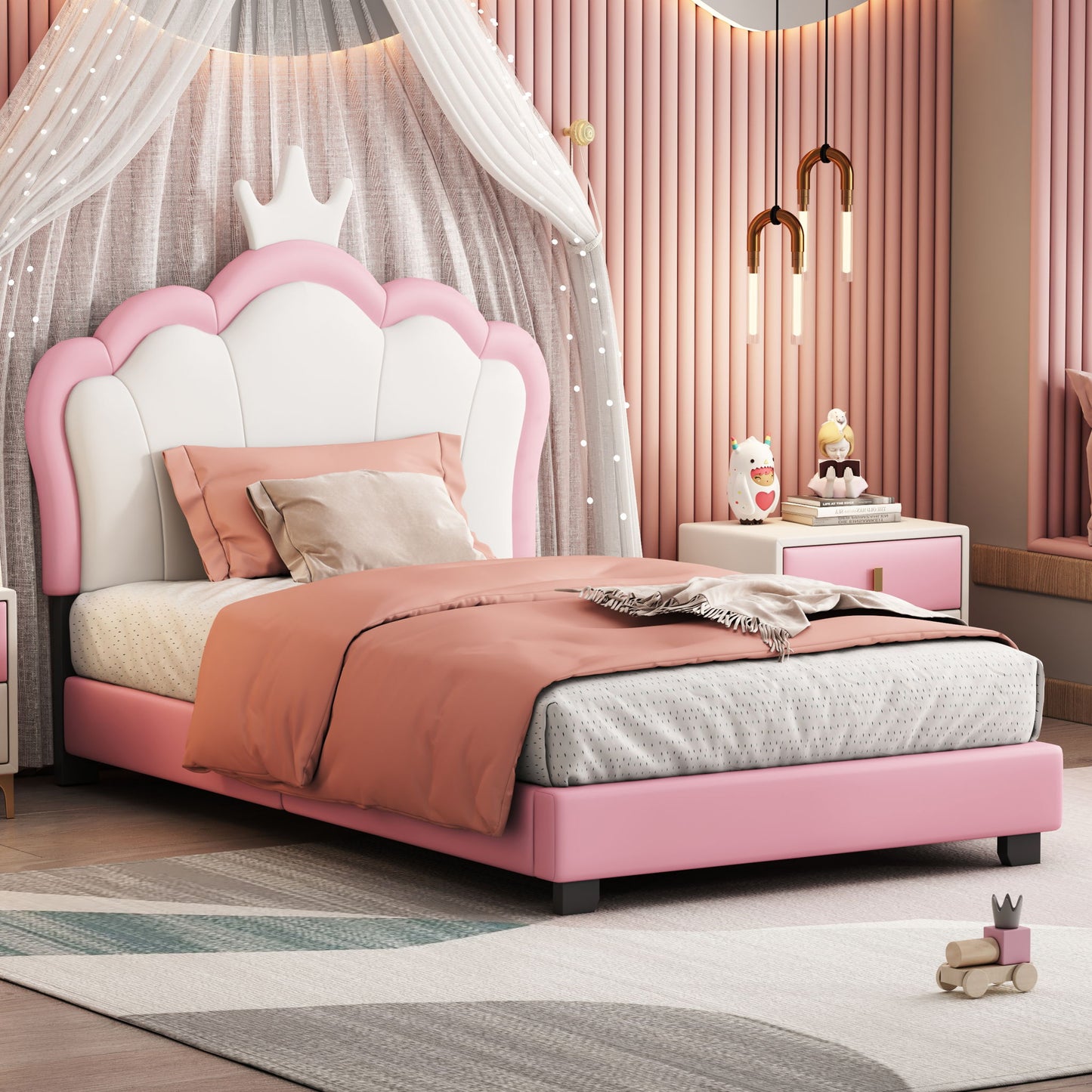 Upholstered Princess Platform Bed With Crown Headboard - The Sleep Loft - Online Mattress Showroom NYC