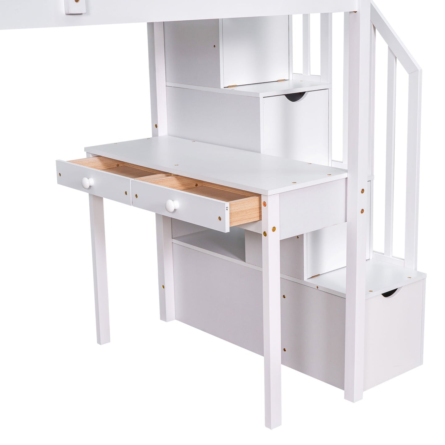 Loft Bed With Storage Drawers, Desk And Stairs With Shelves - The Sleep Loft - Online Mattress Showroom NYC