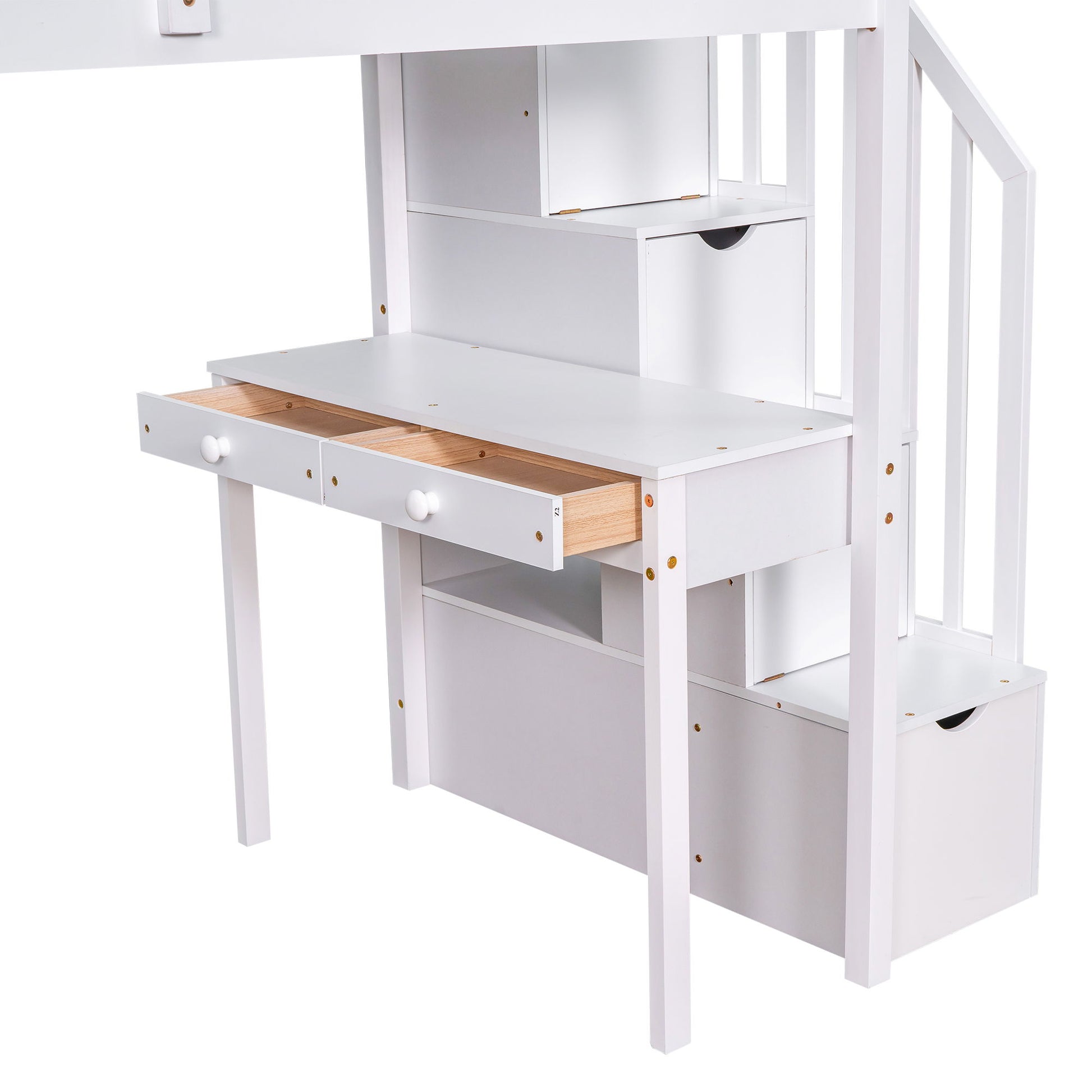 Loft Bed With Storage Drawers, Desk And Stairs With Shelves - The Sleep Loft - Online Mattress Showroom NYC