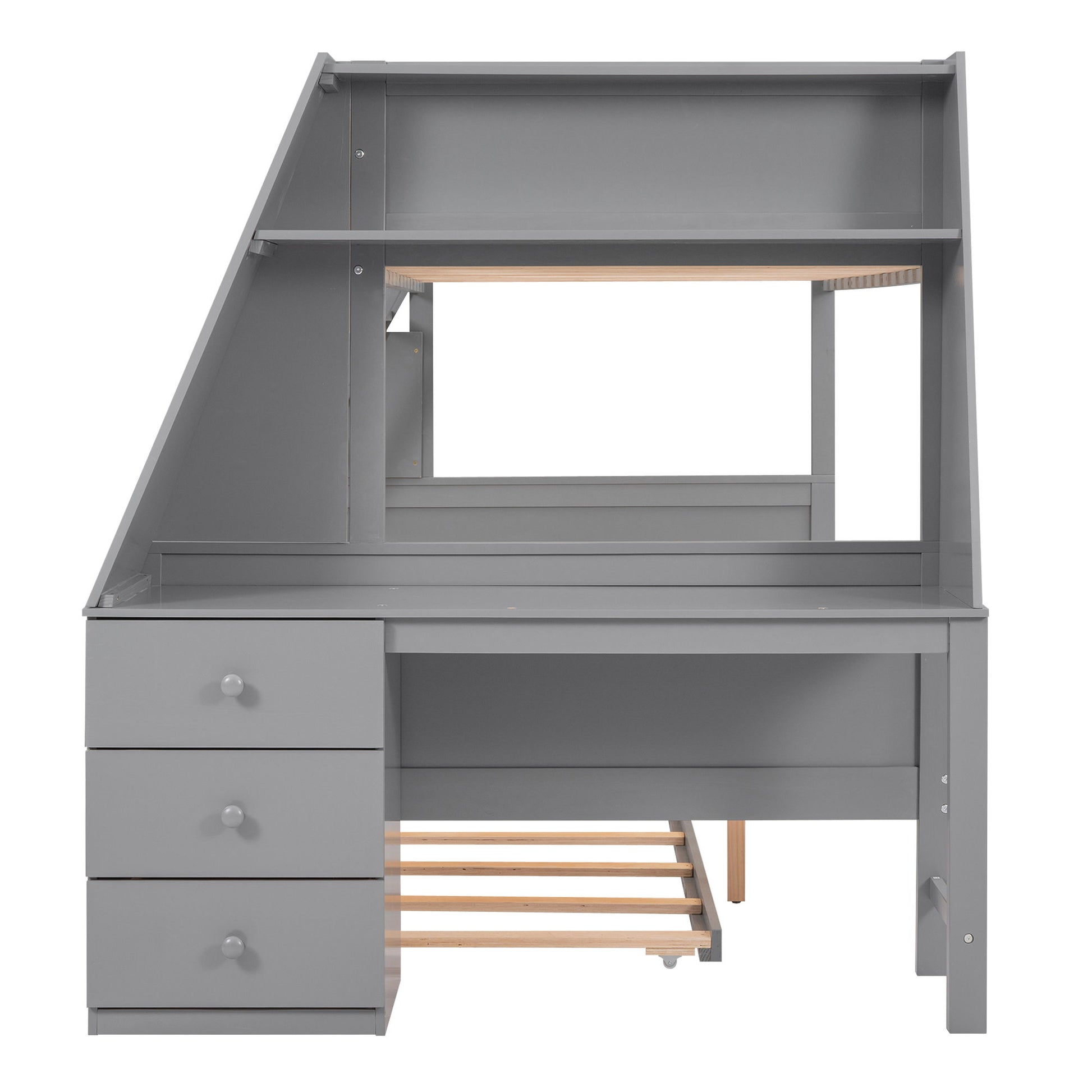 Bunk Bed With Trundle And Built In Desk, 3 Storage Drawers And Shelf - The Sleep Loft - Online Mattress Showroom NYC