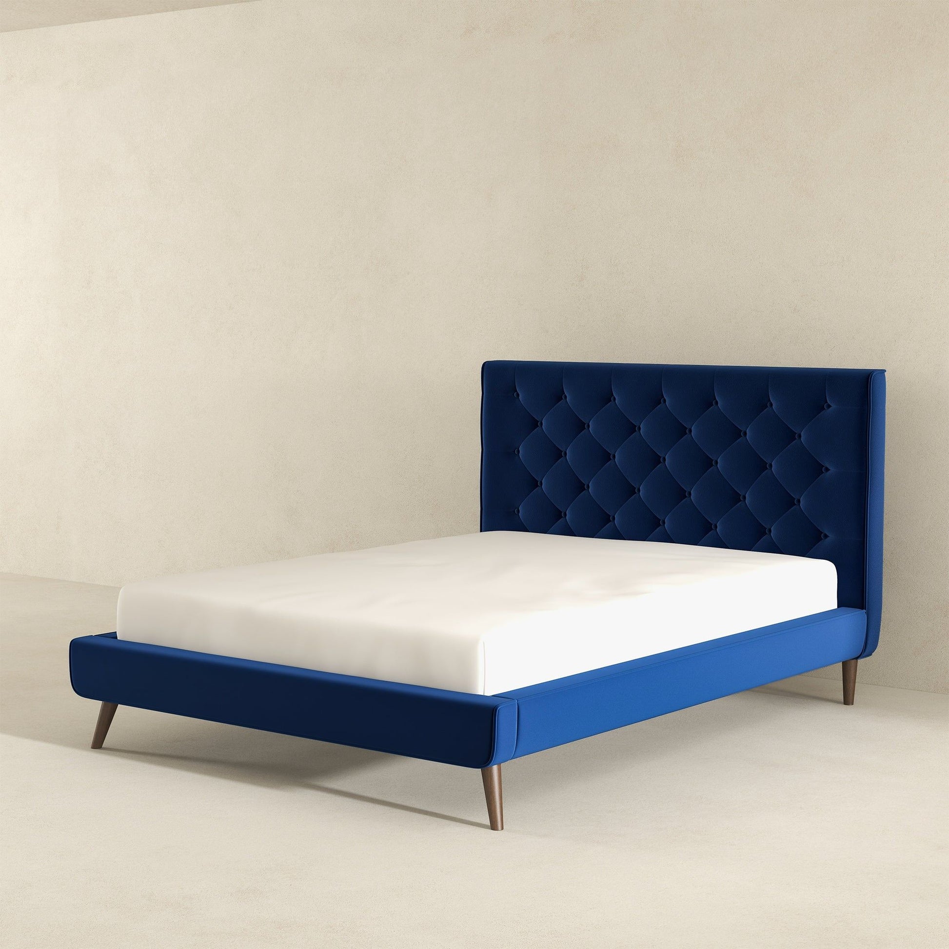 Dillon - Mid-Century Velvet Platform Bed - The Sleep Loft - Online Mattress Showroom NYC