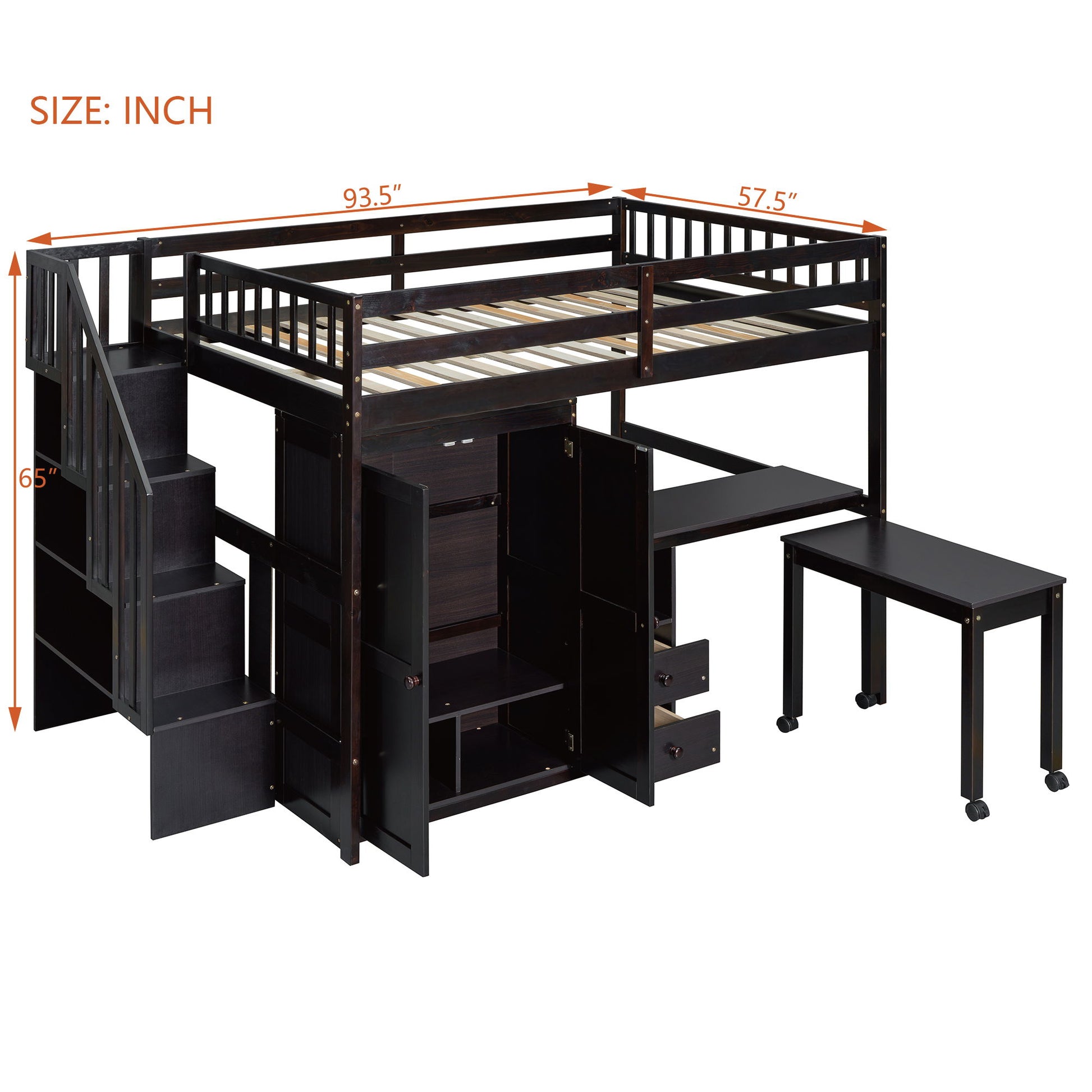Loft Bed With Stairs, Bookshelf, Drawers, Desk & Wardrobe, Space Saving Multifunctional Furniture - The Sleep Loft - Online Mattress Showroom NYC