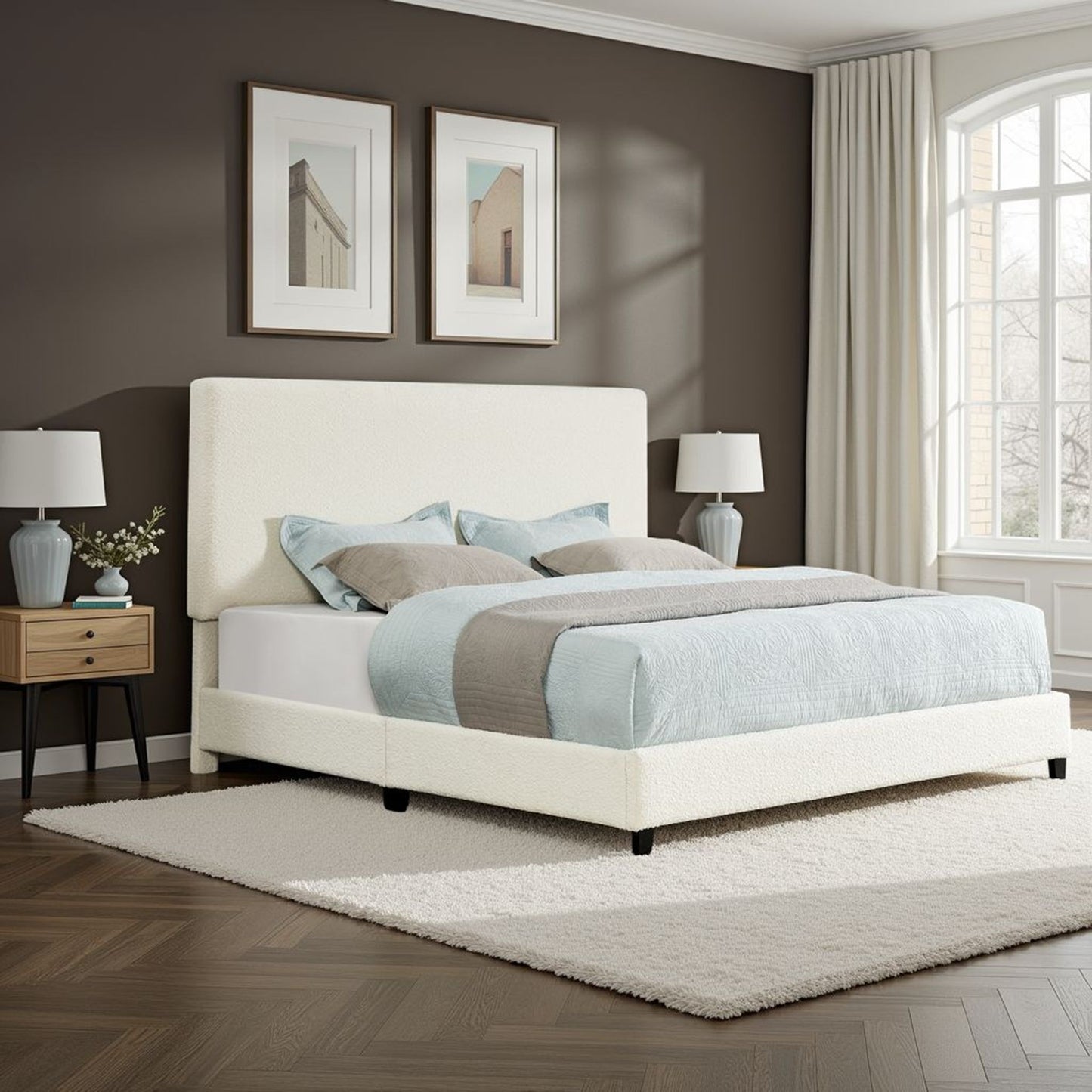 Boucle Upholstered Platform Bed - The Sleep Loft - Online Mattress Showroom NYC