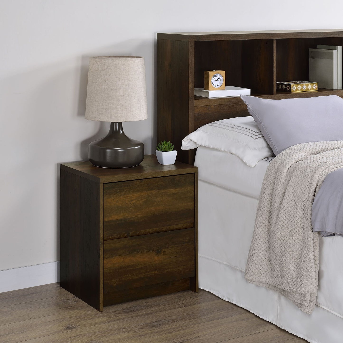 Transitional Nightstand With Dual USB Charging And Motion Sensor Light - The Sleep Loft - Online Mattress Showroom NYC