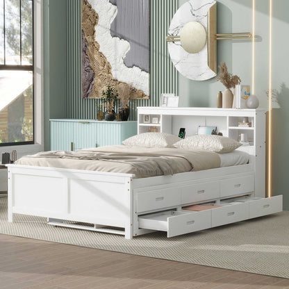 Platform Bed With Storage Headboard, USB, Trundle And 3 Drawers - The Sleep Loft - Online Mattress Showroom NYC