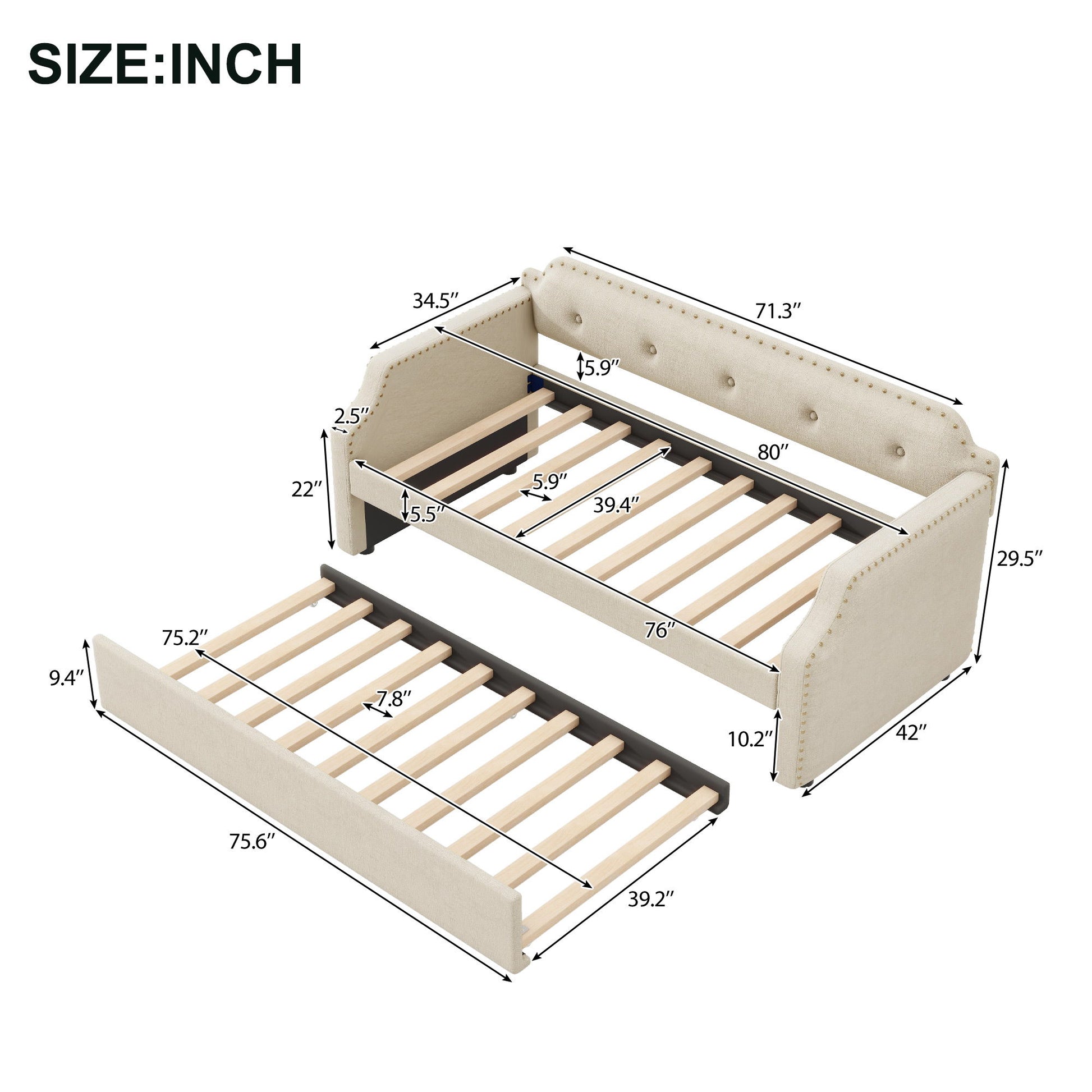 Upholstered Daybed With Trundle - The Sleep Loft - Online Mattress Showroom NYC