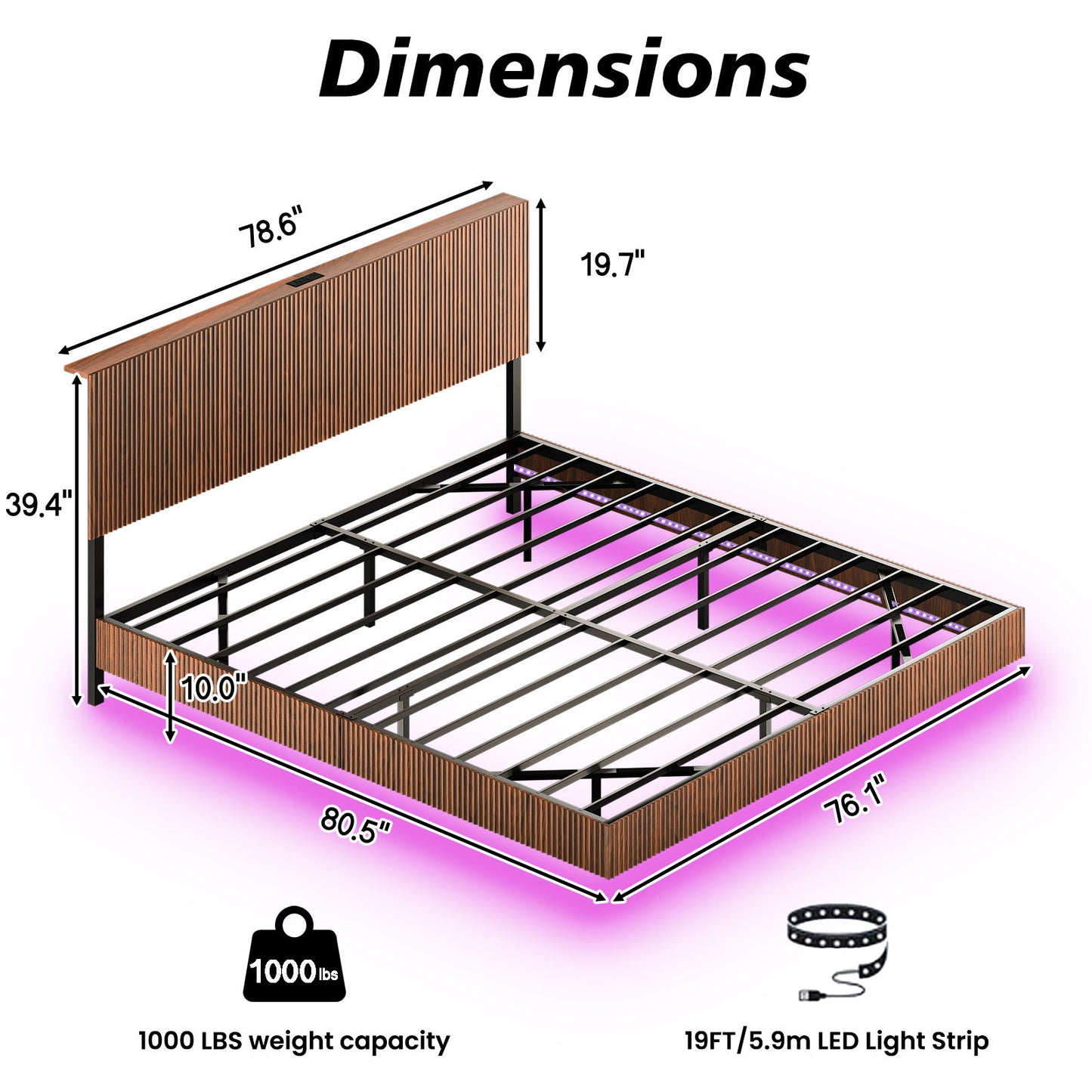 Floating Bedstead With Charging Station And LED Lights - The Sleep Loft - Online Mattress Showroom NYC