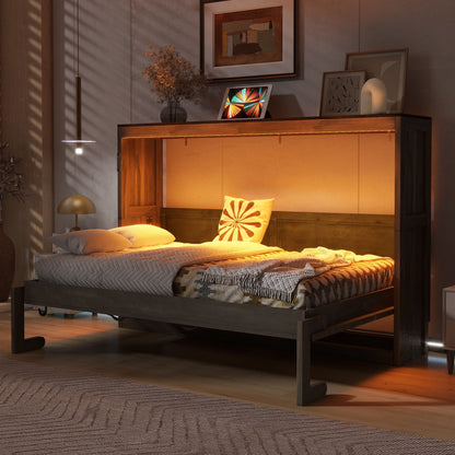 Murphy Bed With LED Light, Foldable Wall Bed Cabinet - The Sleep Loft - Online Mattress Showroom NYC