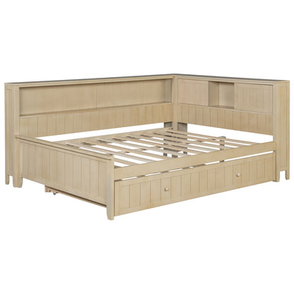 Full Size Daybed With Storage Shelves And Trundle - Ancient White - The Sleep Loft - Online Mattress Showroom NYC