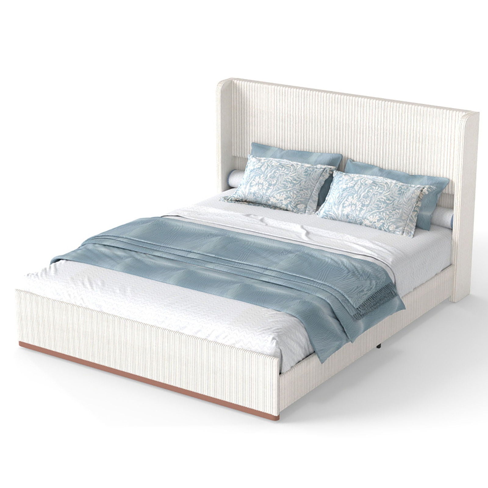 Upholstered Bed Frame With Luxury Wingback Headboard - The Sleep Loft - Online Mattress Showroom NYC