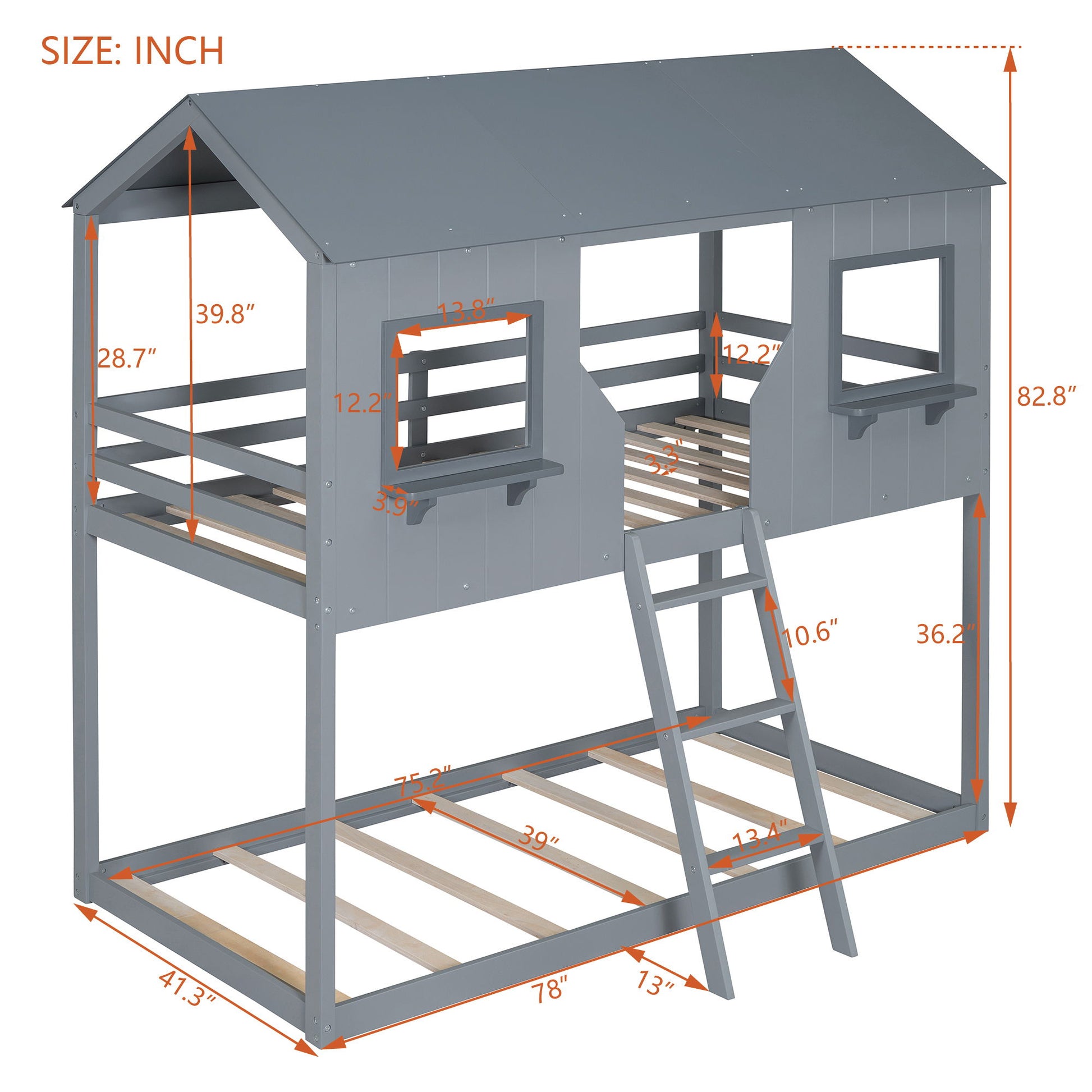 Twin Over Twin Bunk Bed With Roof, Window, Guardrail, Ladder - The Sleep Loft - Online Mattress Showroom NYC