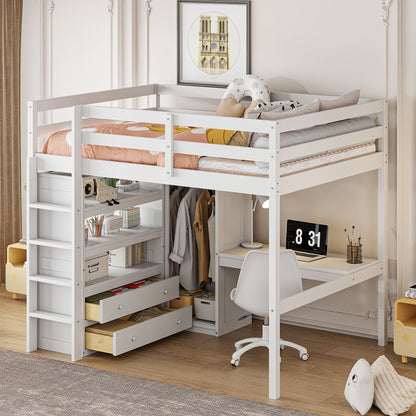 Loft Bed With Built In Wardrobe, Desk, Shelves And Drawers - The Sleep Loft - Online Mattress Showroom NYC