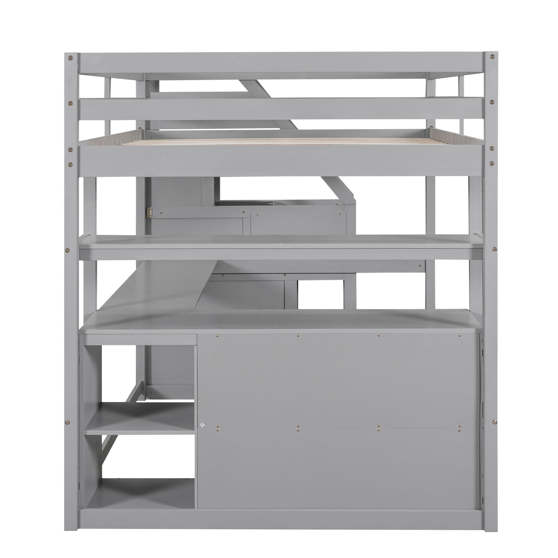 Loft Bed With Desk, Shelves, 2 Drawers, Storage Staircase - The Sleep Loft - Online Mattress Showroom NYC