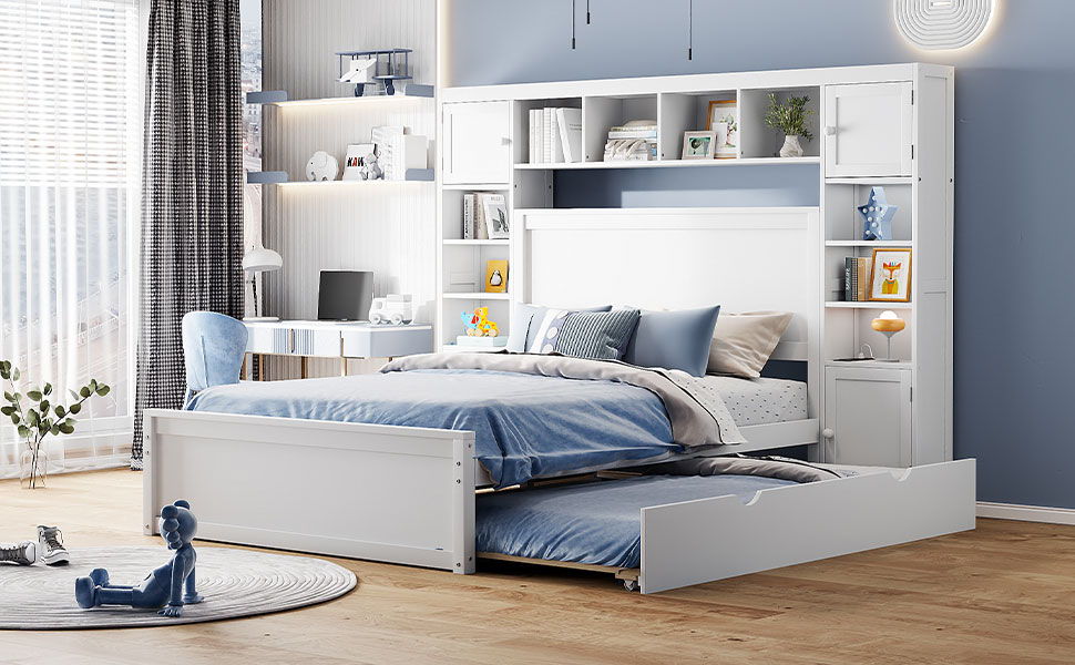 Bed With All In One Cabinet, Shelf And Sockets, Trundle - The Sleep Loft - Online Mattress Showroom NYC