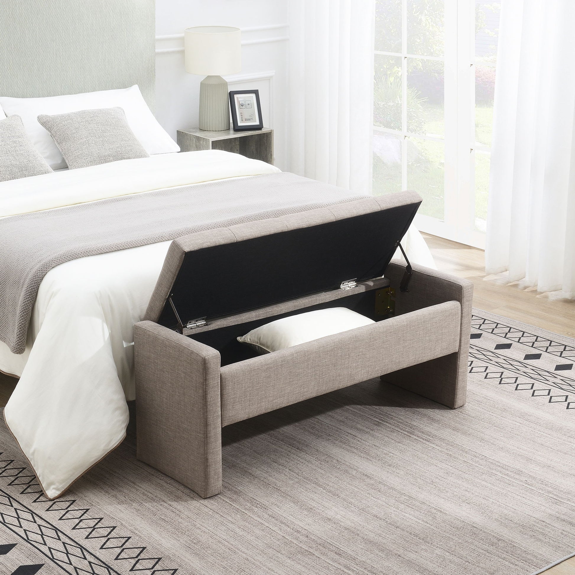 Modern Upholstered Large Bed End Bench With Storage - The Sleep Loft - Online Mattress Showroom NYC