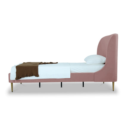 Mid-Century Modern Upholstered Bed With Curved Headboard - The Sleep Loft - Online Mattress Showroom NYC