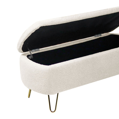 Storage Ottoman Bench For End Of Bed Legs, Modern Camel Faux Fur Entryway Bench Upholstered Padded With Storage For Living Room Bedroom - The Sleep Loft - Online Mattress Showroom NYC