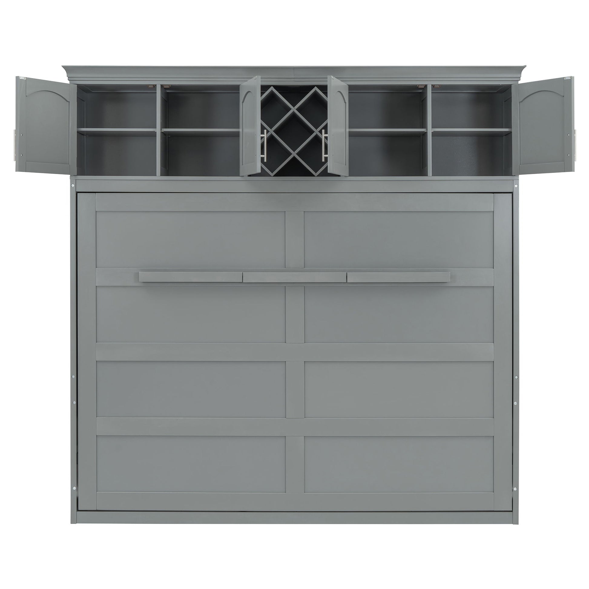 Murphy Wall Bed With Top Cabinets & Wine Rack - The Sleep Loft - Online Mattress Showroom NYC