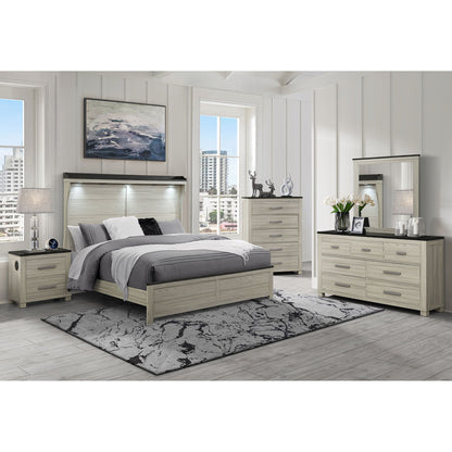 Augusta - Nightstand With Top, 2 Drawers, Block Feet - Beige Brown - The Sleep Loft - Online Mattress Showroom NYC