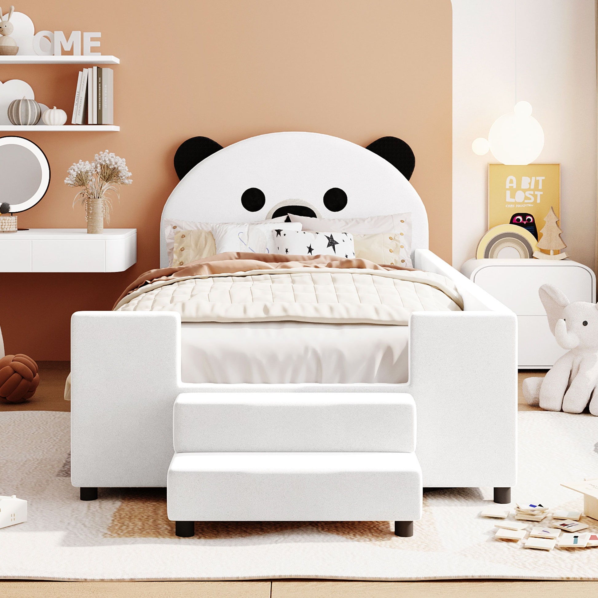 Upholstered Daybed With Bear Shaped Headboard, Hydraulic System And Breathable Fence - The Sleep Loft - Online Mattress Showroom NYC
