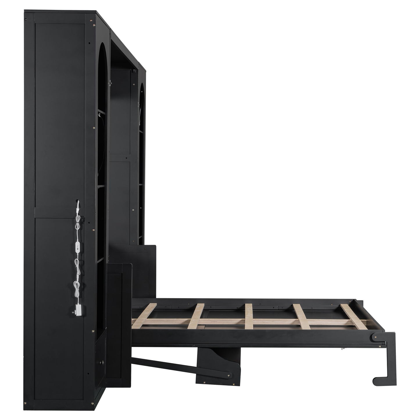 French Style Murphy Platform Bed With Shelf, Side Cabinets, Drawers And LED - The Sleep Loft - Online Mattress Showroom NYC