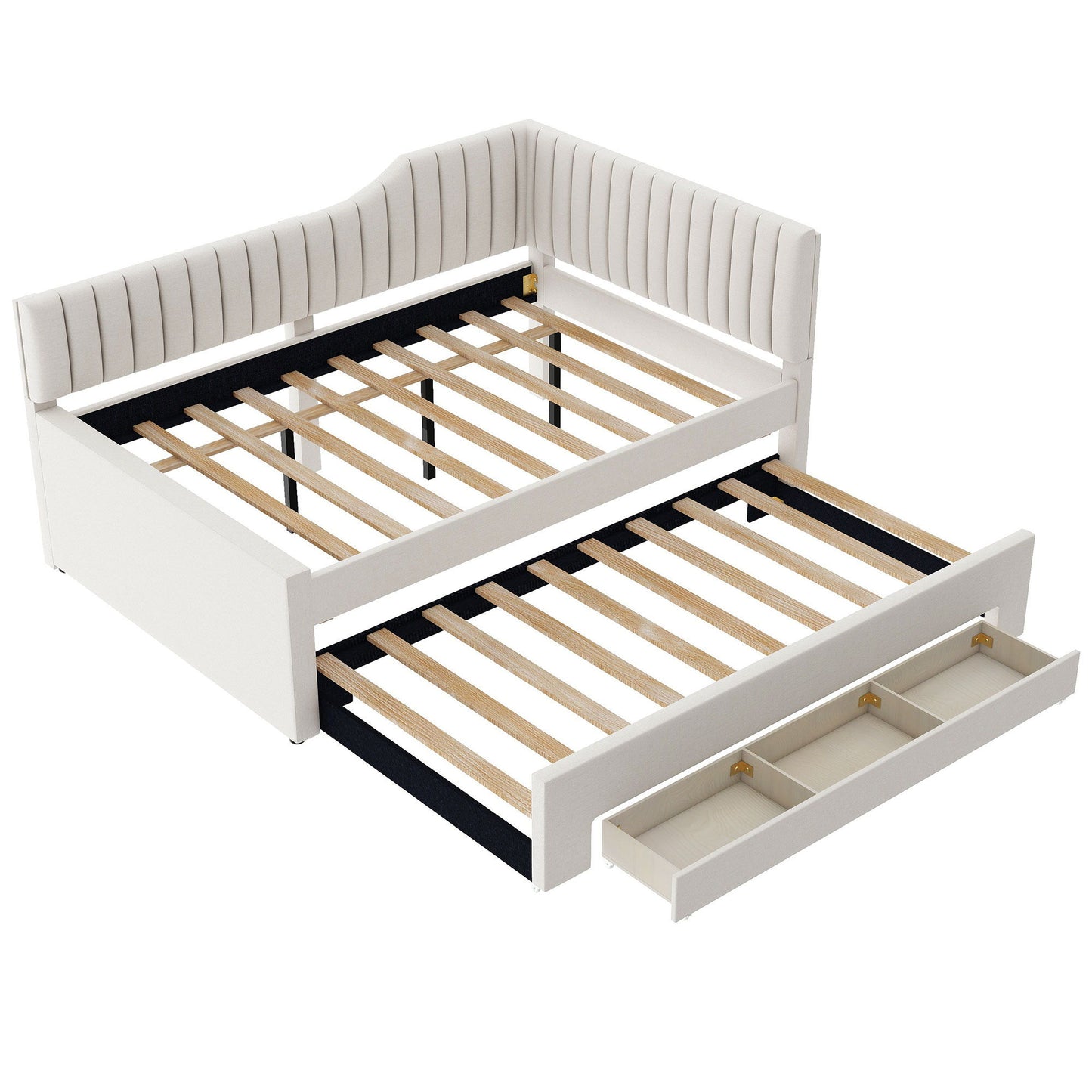 Upholstered Daybed With Trundle And 3 Drawers - The Sleep Loft - Online Mattress Showroom NYC
