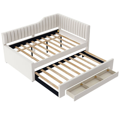 Upholstered Daybed With Trundle And 3 Drawers - The Sleep Loft - Online Mattress Showroom NYC