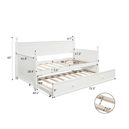 Twin Size Daybed & Twin Size Trundle - White - The Sleep Loft - Online Mattress Showroom NYC