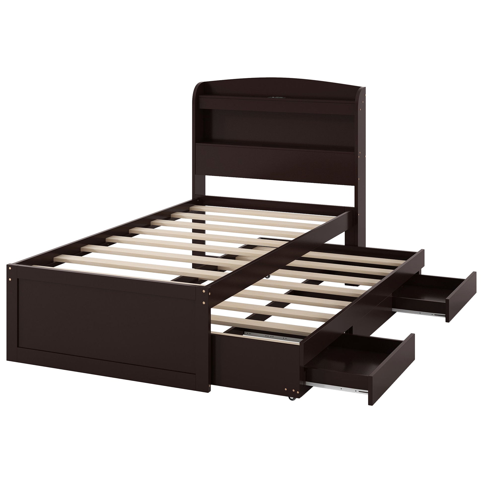 Platform Bed With LED Headboard, Charging Station, Trundle And 2 Drawers - The Sleep Loft - Online Mattress Showroom NYC