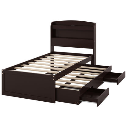 Platform Bed With LED Headboard, Charging Station, Trundle And 2 Drawers - The Sleep Loft - Online Mattress Showroom NYC