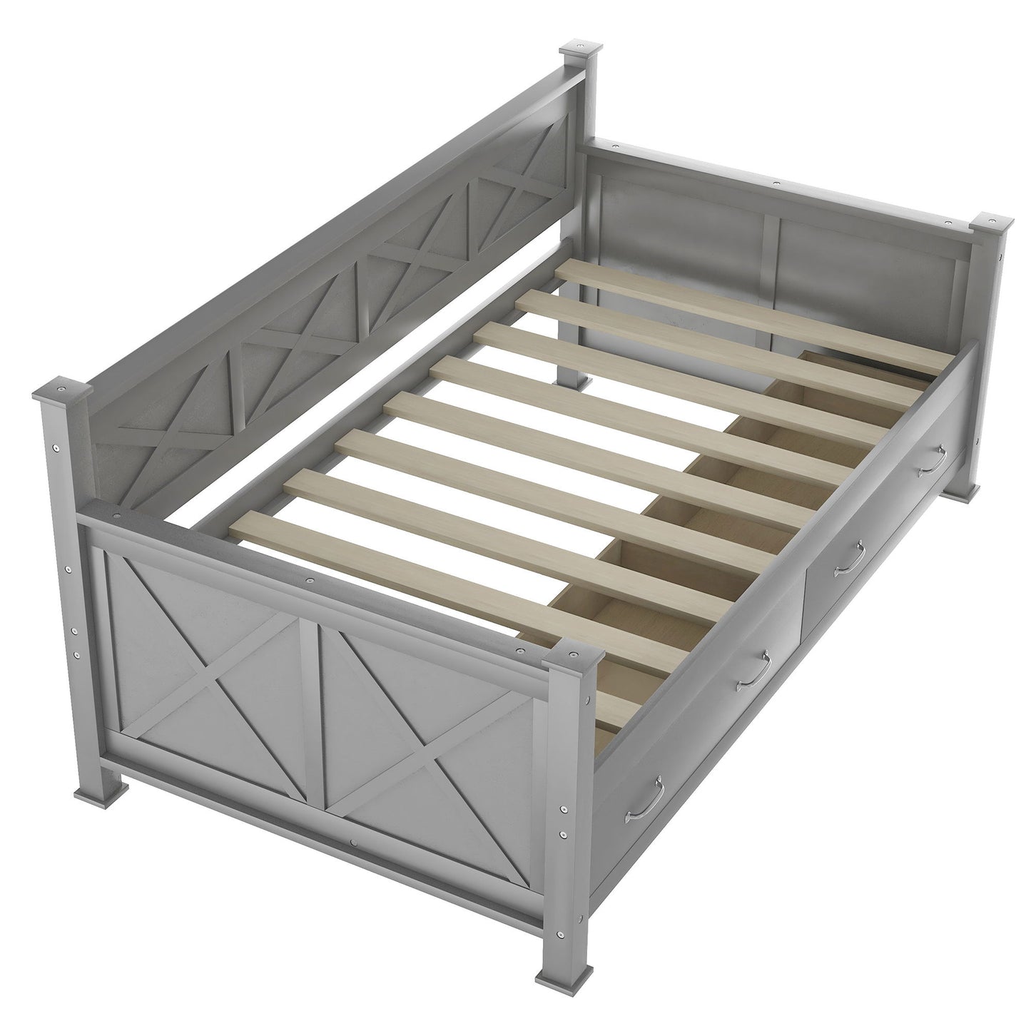 Modern Daybed With 2 Large Drawers, X Shaped Frame - The Sleep Loft - Online Mattress Showroom NYC