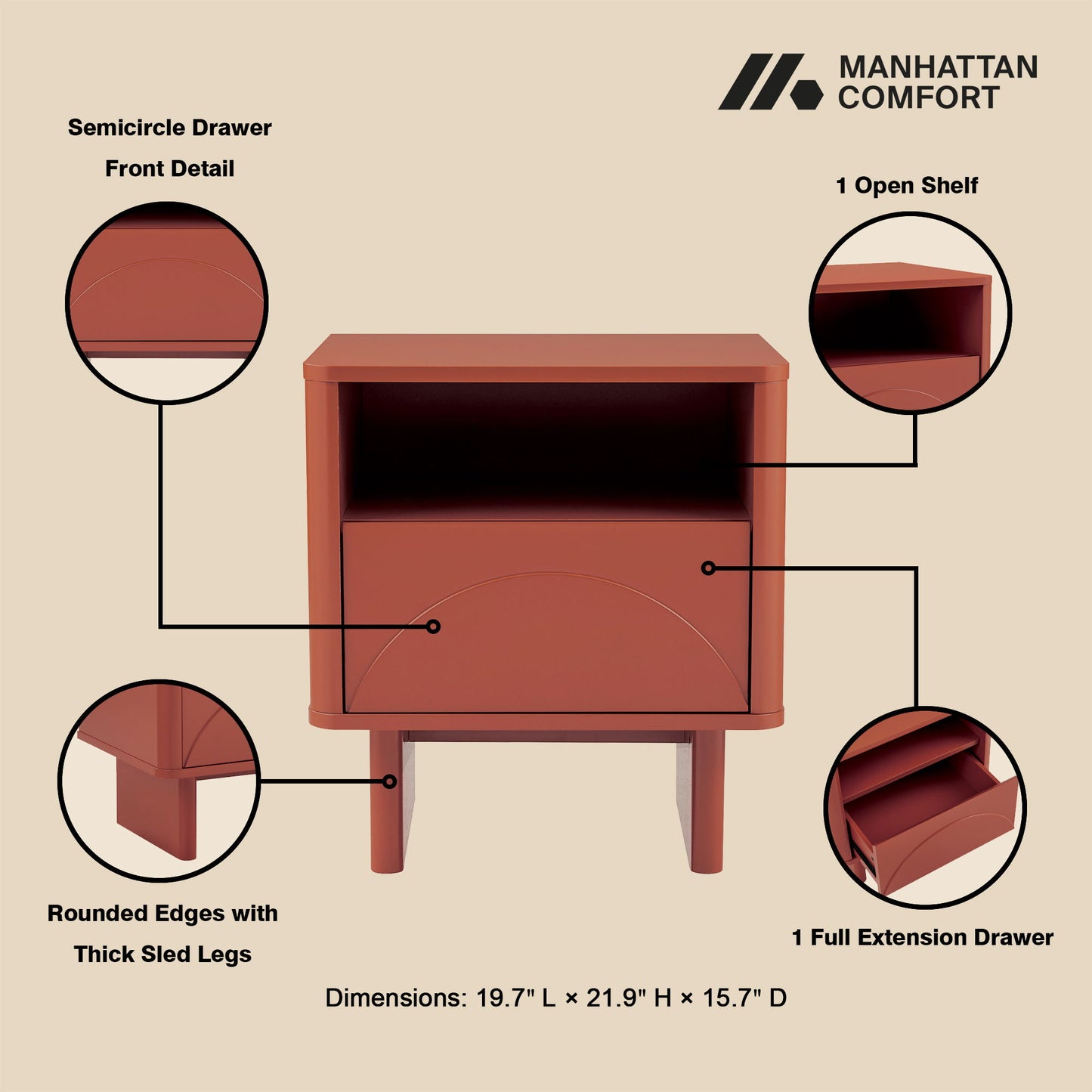 Ella - Nightstand - The Sleep Loft - Online Mattress Showroom NYC