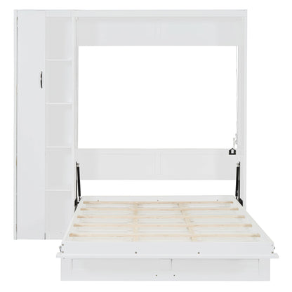 Murphy Wall Bed With Shelves, Wardrobe And LED Lights - The Sleep Loft - Online Mattress Showroom NYC