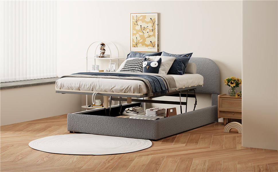 Upholstered Platform Bed With Hydraulic Storage System - The Sleep Loft - Online Mattress Showroom NYC