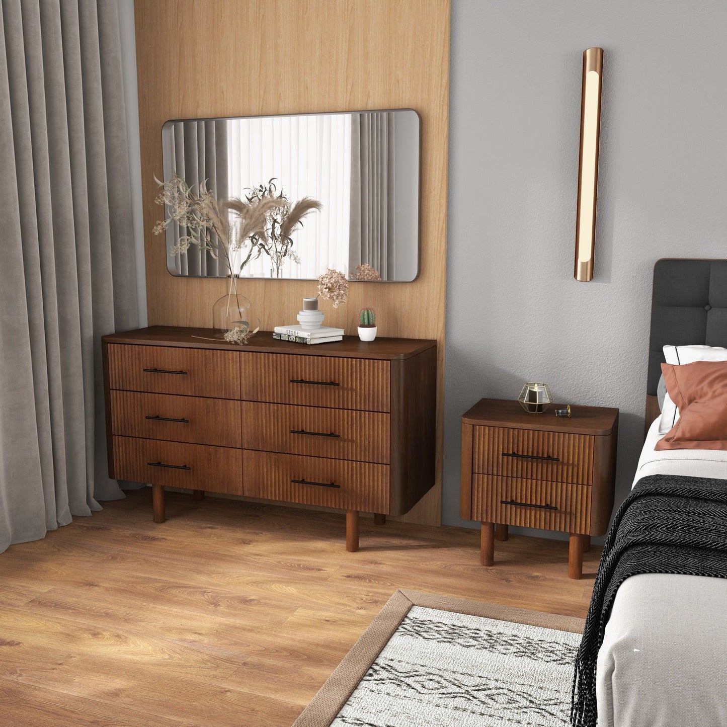 Logan - Nightsd Bed Side Tables With 2 Drawers - Brown - The Sleep Loft - Online Mattress Showroom NYC