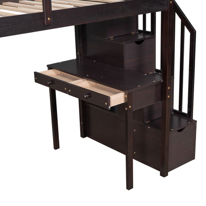 Loft Bed With Storage Drawers, Desk And Stairs With Shelves - The Sleep Loft - Online Mattress Showroom NYC