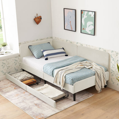 Upholstered Platform Bed Frame With 2 Storage Drawers And Adjustable Sofa Bed - The Sleep Loft - Online Mattress Showroom NYC