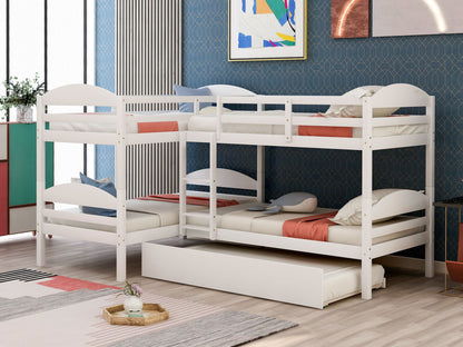 Twin L-Shaped Bunk Bed With Trundle - White - The Sleep Loft - Online Mattress Showroom NYC