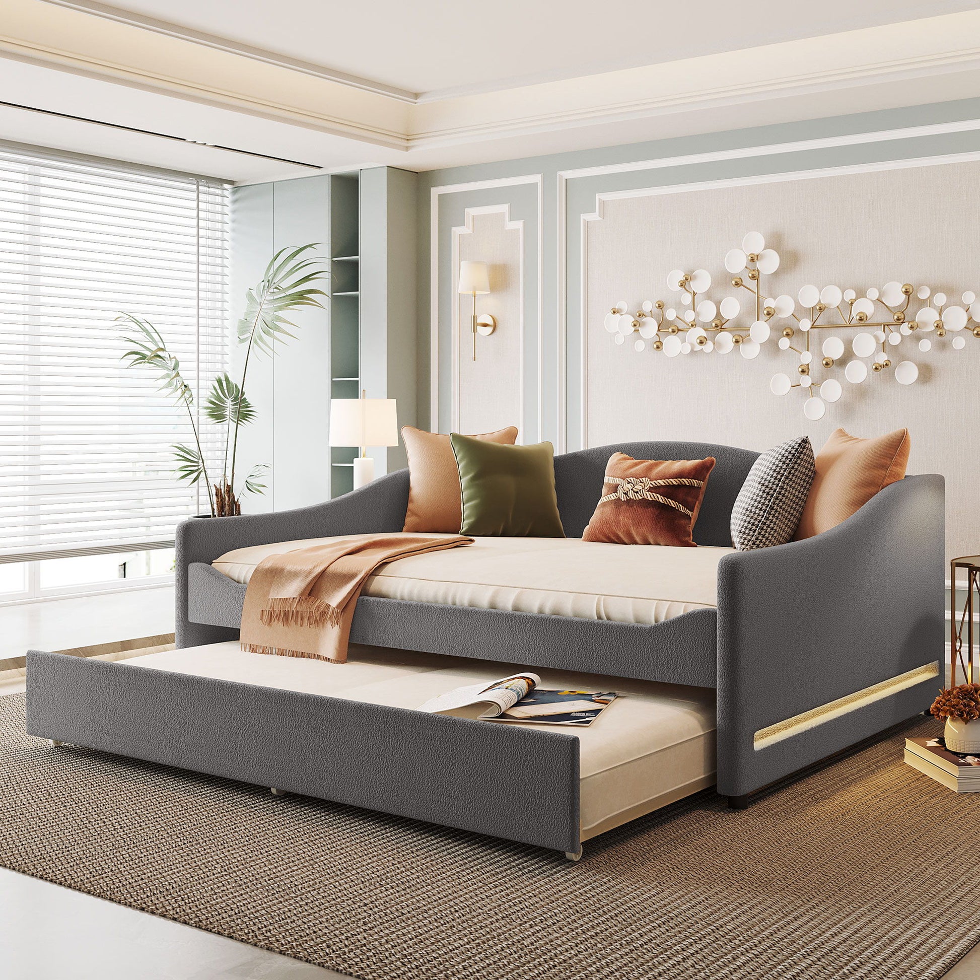 Upholstered Daybed With Light And Trundle - The Sleep Loft - Online Mattress Showroom NYC