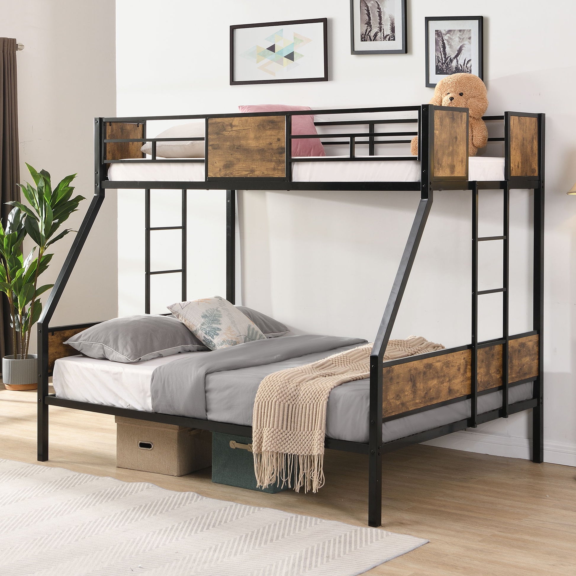 Modern Metal Bunk Bed With Dual Side Ladder And Metal Desig - The Sleep Loft - Online Mattress Showroom NYC