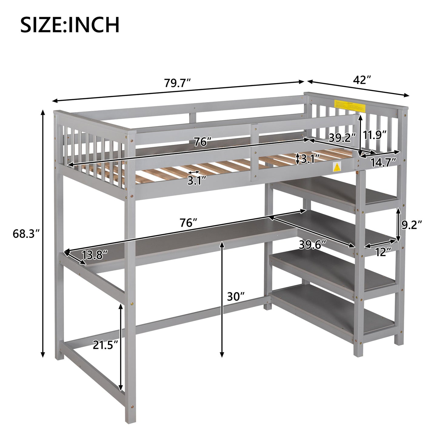 Loft Bed With Storage Shelves And Under Bed Desk - The Sleep Loft - Online Mattress Showroom NYC