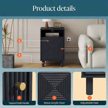 Nightstand With Charging Station & Storage