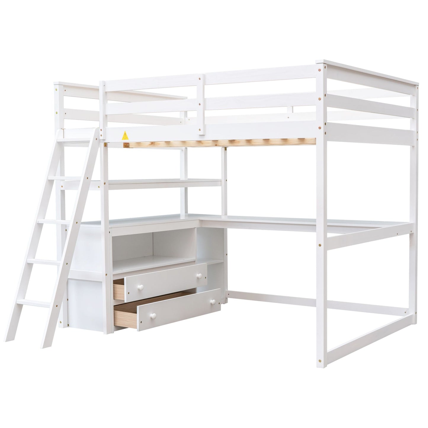 Modern Loft Bed With Built In Desk, Shelves, And 2 Drawers - The Sleep Loft - Online Mattress Showroom NYC