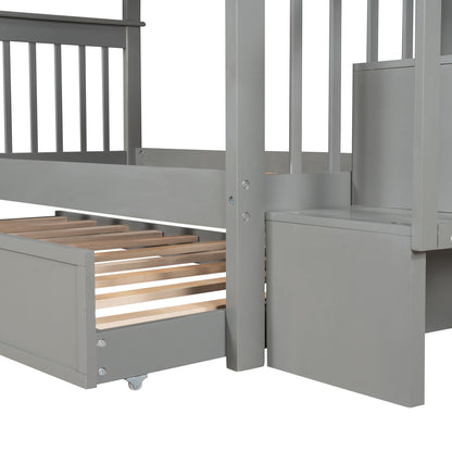 Stairway Bunk Bed With Storage And Guard Rail For Bedroom - The Sleep Loft - Online Mattress Showroom NYC