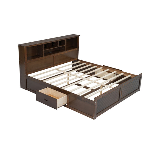 Platform Bed With Multi Storage Headboard, USB And Drawers - The Sleep Loft - Online Mattress Showroom NYC