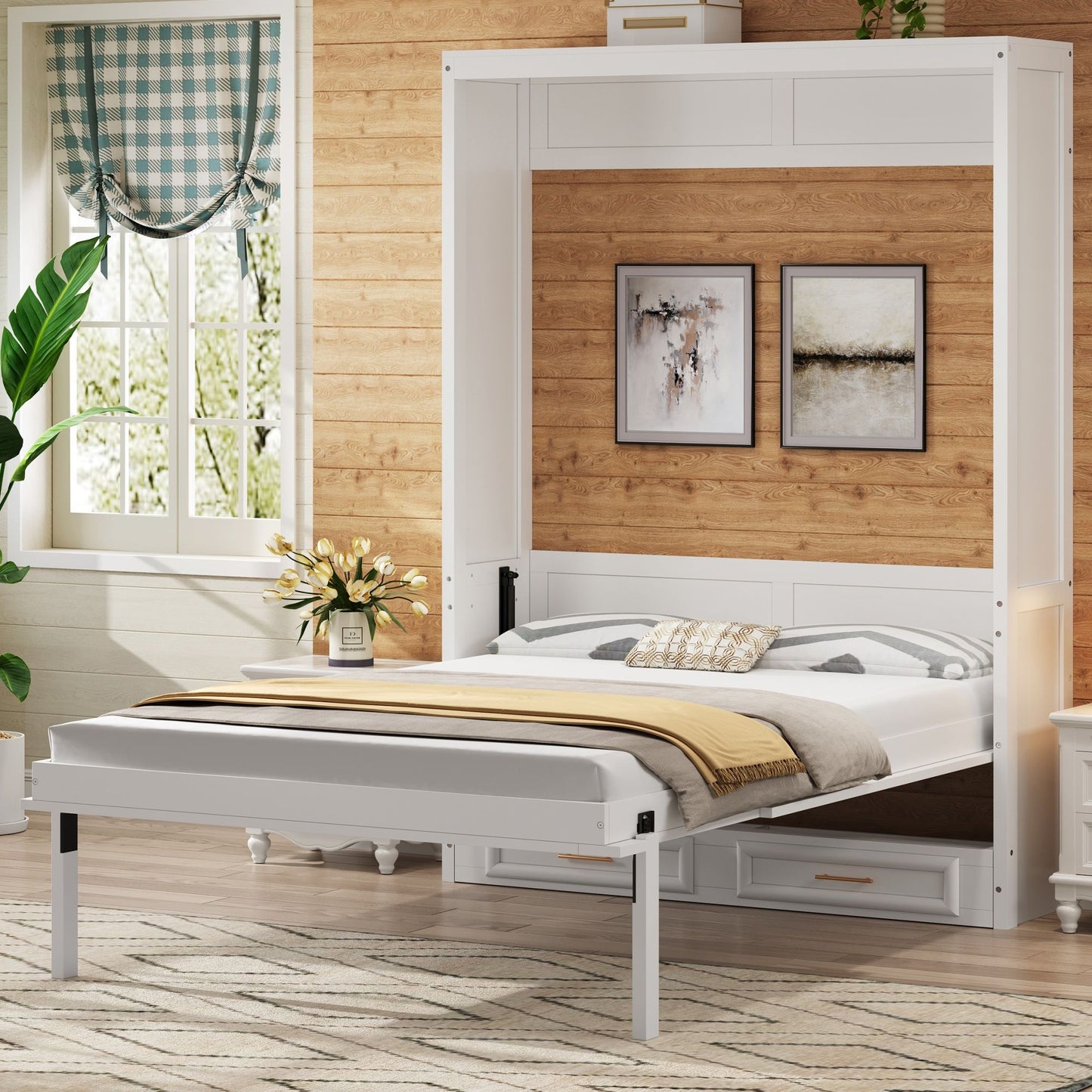 Full Size Murphy Bed With 2 Drawers - Beige - The Sleep Loft - Online Mattress Showroom NYC