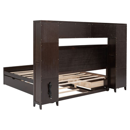 Bed With All In One Cabinet, Shelf And Sockets, Twin Long Trundle - The Sleep Loft - Online Mattress Showroom NYC